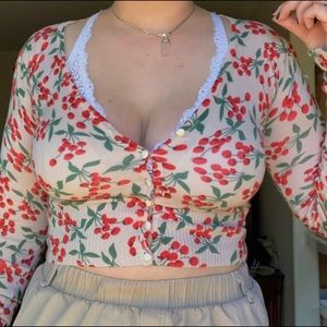 long sleeve cherry top